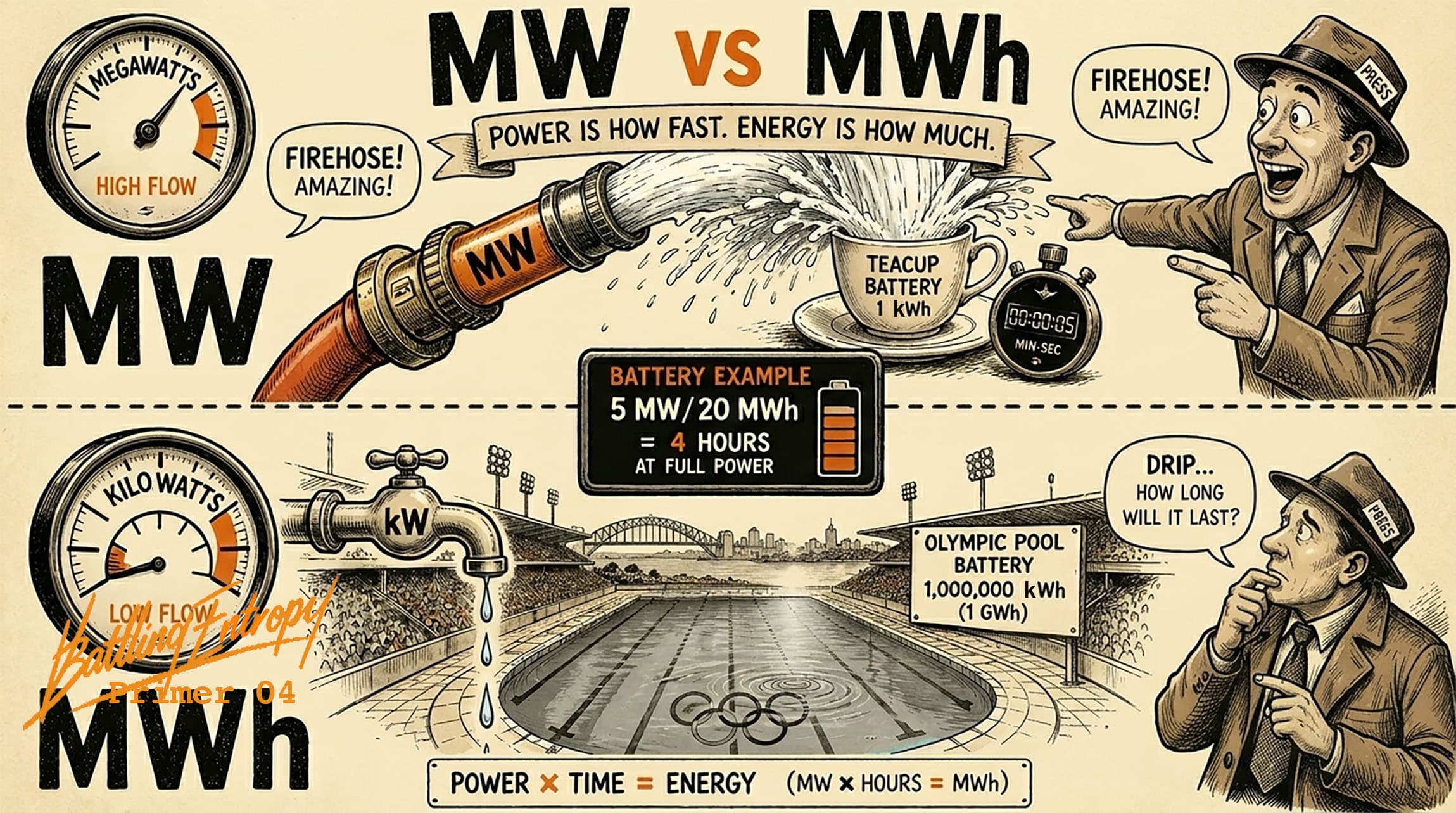 Illustration for MW vs MWh (and why the difference matters)